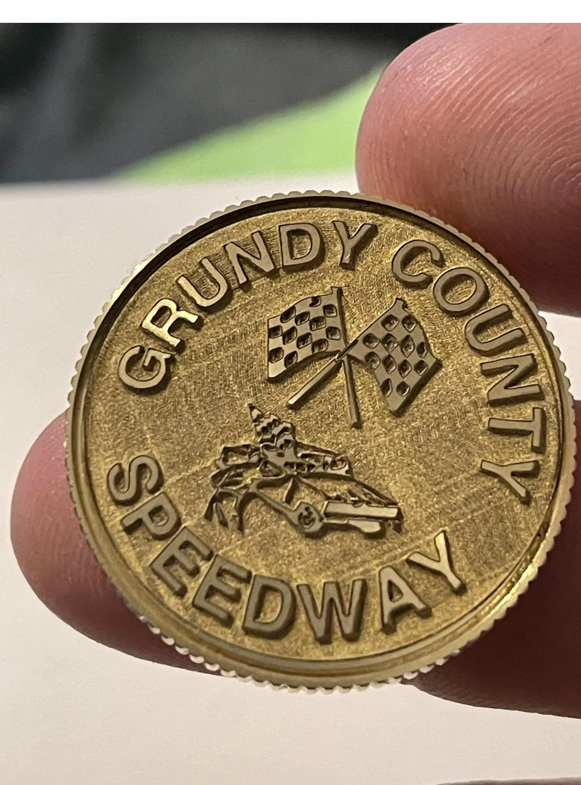 Deep Engraved Coin Grundy County Speedway